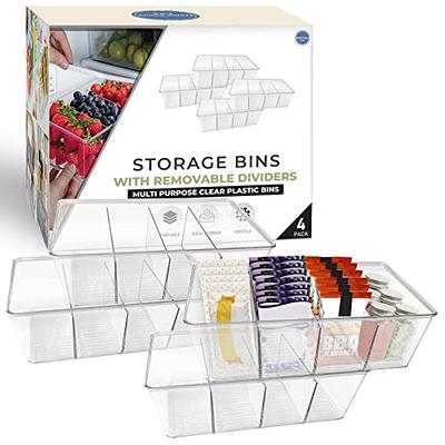 wilfox Pantry Organizer, 5 Pack Clear Organizer Bins with Removable  Dividers, Pantry Organizers and Storage, Fridge Organizer and Cabinet  Organizer