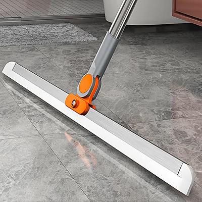 Floor Squeegee for Concrete Floor,Floor Squeegee Broom for Shower Bathroom  Kitchen Home Tile Pet Hair Fur Floor Marble Glass Window Water Foam  Cleaning Removable Handle Anti-Static Household 