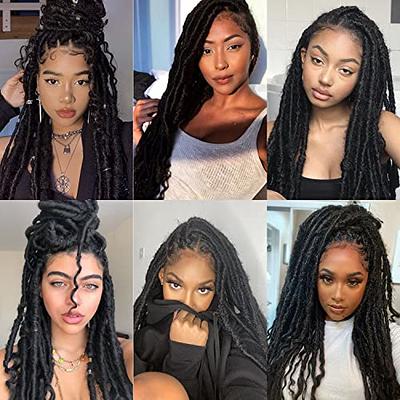 7packs New Faux Locs 24 Inch Crochet Hair Soft Locs Curly Wavy Pre-looped Faux  Locs Goddess Synthetic Fiber Hair Extensions (24inch,1b)