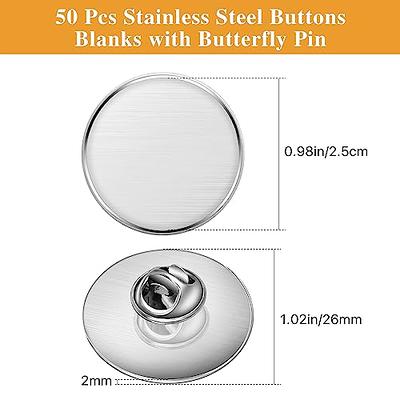 Jexine 50 Pcs Sublimation Blank Pins DIY Button Badge Kit Sublimation  Silver Blank Aluminum Sheet with Butterfly Pin Backs for DIY Craft Lapel  Jewelry