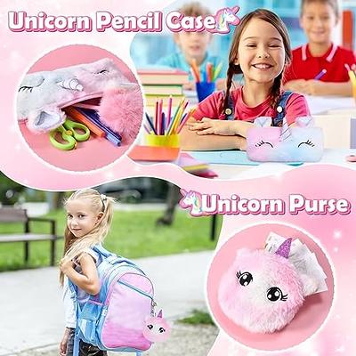 FUNCREVITY Unicorn Gifts for Girls Unicorn Toys 6 7 8 9 10 Year Old Unicorn  Travel Pillow Stuffed Animal Plush Lock Diary Eye Mask Socks Make up Bag