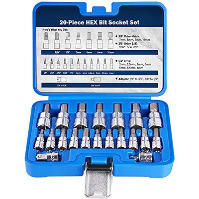 DURATECH Allen Bit Socket Set, 3/8'' Drive Torx, 21-Piece, Premium CR-V  Socket and S2 Bits, Metric&SAE