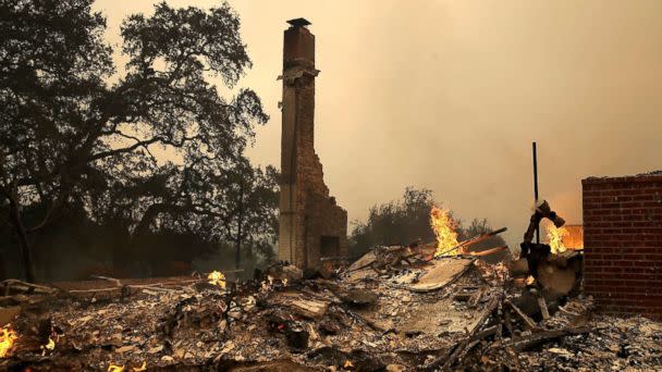 PHOTO: The remains of fire damaged homes after an out of control wildfire moved through the area, Oct. 9, 2017, in Glen Ellen, California. (Getty Images)