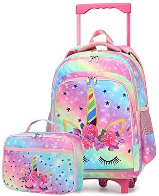 Kids Suitcase for girls Unicorn School Trolley Bag with wheels with lunch  bag set Children Rolling