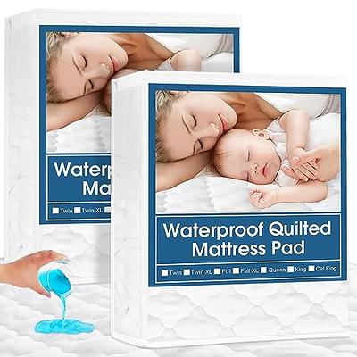 UNILIBRA 2 Pack Twin Size 100% Waterproof Mattress Protector, Cooling  Breathable Noiseless Fitted Mattress Pad Cover, Deep