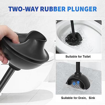 Toilet Bowl Brush Plunger and Holder Set Heavy Duty 2-in-1