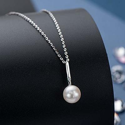 DENGGUANG Freshwater Cultured White Single Pearl Pendant Necklace with  Shiny Cubic Zirconia Simulated Diamonds Silver Chain Jewelry Gifts for  Women Bridesmaid - Yahoo Shopping