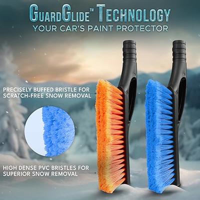 EcoNour 27 Car Windshield Snow Scraper and Brush (Blue) Scratch-Free  Bristle Head Ice Scraper with Ergonomic Foam Grip 