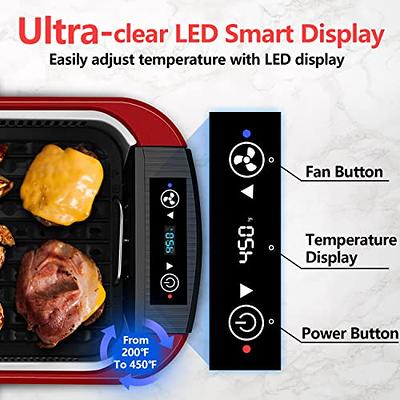 CUSIMAX Electric Smokeless Indoor Grill, Portable Korean BBQ Grill with LED  Smart Display & Tempered Glass Lid, Non-stick Removable Grill Plate