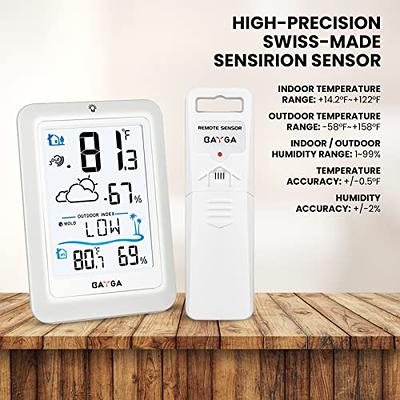 BAYGA Indoor Outdoor Thermometer Wireless Digital Hygrometer, High