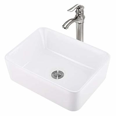 White Bathroom Ceramic Vessel Sink Basin Bowl Combo Black Mixer Faucet  Drain Set