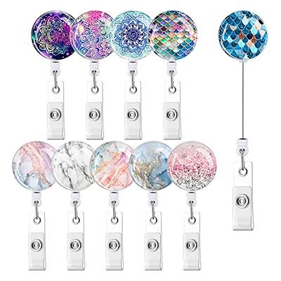 10 Pack Retractable Badge Reel with Carabiner Belt Clip and Key Ring  Retractable ID Badge Holders for Office Worker Doctor Nurse