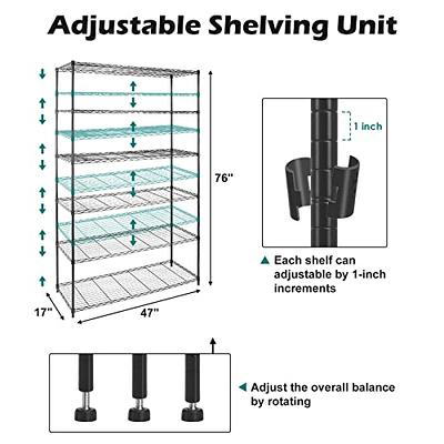 WDT 3-Tier Storage Shelves, Heavy Duty Metal Shelves Wire Rack Shelving  Unit, Adjustable Shelf with Wheels for Home Office Garage Kitchen Bathroom