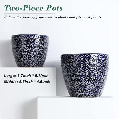 6 inch Plant Pot, Plant Pot with Drainage Hole, 6 inch Terracotta Planter,  Flower Planter, Face Planter, Indoor Succulent Pot w/ Saucer