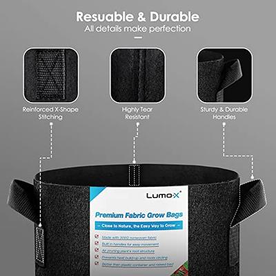 iPower Plant Grow Bag 15-Gallon 5-Pack Heavy Duty Fabric Pots, 300g Thickened Nonwoven Aeration Durable Container, Nylon Strap Handles for Gardening