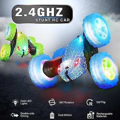  Remote Control Car, OrrenteRemote RC Cars with Headlights and  Wheel Lights, 4WD 2.4Ghz Double Sided 360° Rotating RC Truck for 6 Year Old  Boy Gifts Stunt RC Car Kids Xmas Toy