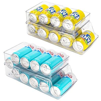 SCAVATA 2 Pack Skinny Can Organizer for Refrigerator, Stackable Tall Skinny Soda  Pop Can Holder Dispenser with Lid for Fridge Pantry Rack Freezer, Clear  Plastic Storage Bins-Holds 12 Slim Cans Each 