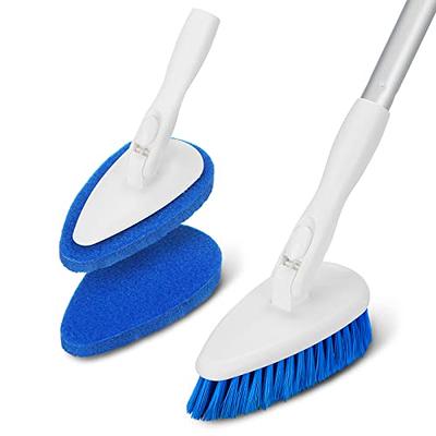 CLEANHOME Tile Tub Scrubber Brush with 3 Different Function Cleaning Heads  and 56 Extendable Long Handle-No Scratch Shower Scrubber for Cleaning