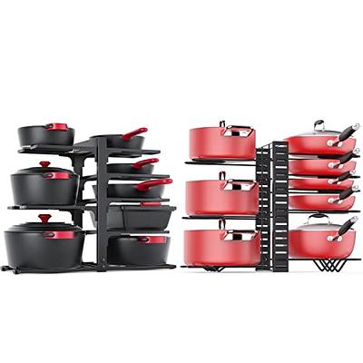 MUDEELA 6 Tier Heavy Duty Pan Organizer, Pan Rack Holds Cast Iron