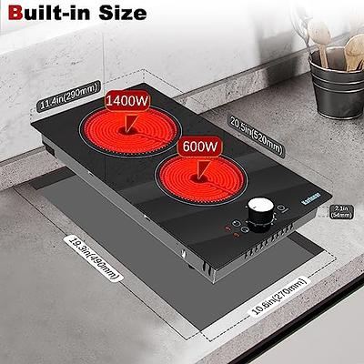 Electric Cooktop 2 Burner Portable Electric Stove Top Knob Control