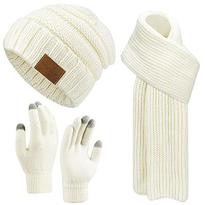 Women's Winter Warm Knit Hat Gloves Scarf Set