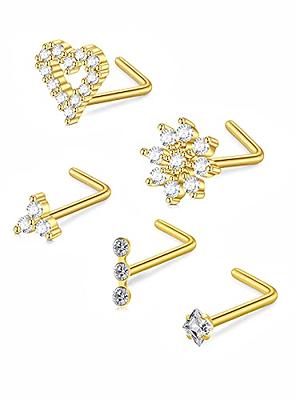 BodyAce 20G Spike Nose Rings Studs with Chains, Stainless Steel