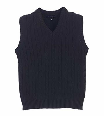 True Rock Men's Argyle V-Neck Sweater Vest (Black/Dark Grey, Large