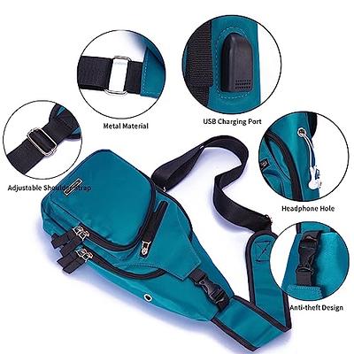  Seoky Rop Men's Sling Bag Lightweight Waterproof Chest  Shoulder Crossbody Bag with USB Charging Port Blue