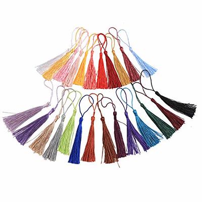 100Pcs 13cm Tassels Bookmark Tassels Silky Handmade Soft Craft Mini Tassels  with Loops for Bookmarks DIY