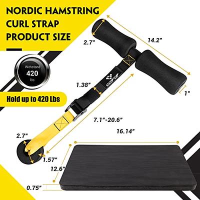  Nordic Hamstring Curl Strap, Nordic Curl Strap Holds 420  Pounds Great for Hamstring Curls, Sit-ups, Spanish Squats, Ab Workout, 5  Second Setup Nordic Curl Strap Home Fitness Equipment(Black) : Sports