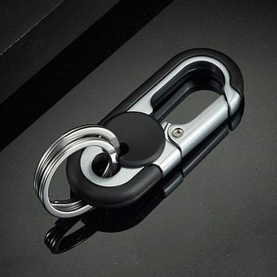 WLLHYF 2 Pieces Metal Keychain Carabiner Clip Key Ring Chain Holder with  Keyring Clips Men Silver Keychain Hook Organizer for Car Keys Purse Finder