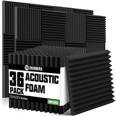 24 Pack-12 x 12 x 2 Inches Pyramid Designed Acoustic Foam Panels, Sound  Proof Foam Panels Black, High Density and Fire Resistant Acoustic Panels