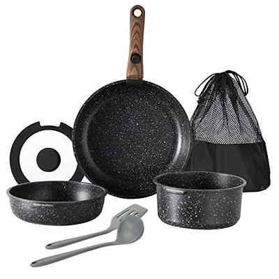 MAISON ARTS Induction Cookware Set - 10 Piece Nonstick Pots and Pans with Detachable  Handle, Black Granite Cooking Set, Ideal for Camping and RVs - Yahoo  Shopping