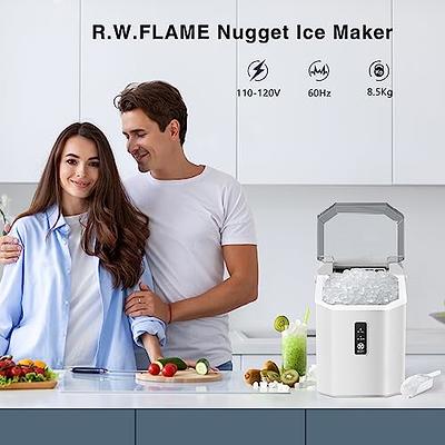 Nugget Countertop Sonic Ice Maker for Home Kitchen Office - Silonn Chewable  Pellet Ice Machine with Self-Cleaning Function, 33lbs/24H, Black