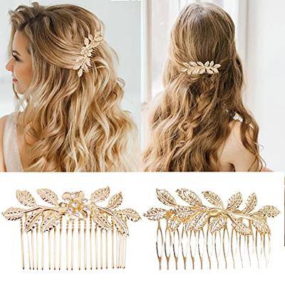 5 Pieces Hair Combs for Women Accessories Metal Bridal Hair Comb 20 Teeth  Wedding Veil Comb Decorative for Women Girls Fine Hair(Black)