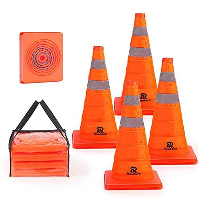 4 Pack] 18'' inch Collapsible Traffic Safety Cones, Orange Cones