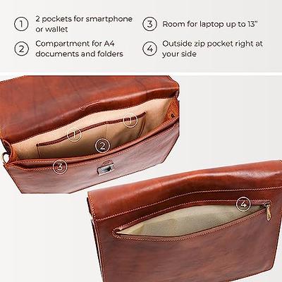 Time Resistance Leather Attache Case Briefcase Messenger Bag for