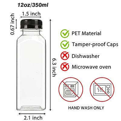 12 Oz Plastic Juice Bottles Empty Clear Containers with Tamper