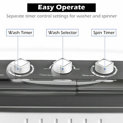 Gymax 26 lbs Twin Tub Laundry Washer Portable Semi-automatic Washing  Machine Gray 