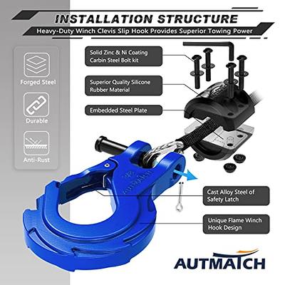 AUTMATCH Winch Hook Safety Latch 3/8 - Grade 70 Forged Steel