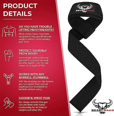  BEAST RAGE Lifting Straps for Weightlifting, Weight Lifting Straps  Gym Power Workouts Lifting Wrist Straps Padded Cotton Men Women Support  Lifters Deadlift Straps Hard Pull Exercise Straps (Black) : Sports