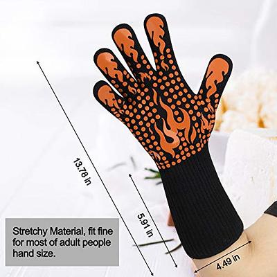 Alselo Silicone Oven Mitts Heat Resistant 550 Degree Extra Long Kitchen Gloves Pot Holders with Waterproof and Non-silp for Baking Cooking Barbecue