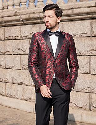 MAGE MALE Men's 2 Piece Slim Fit Floral Tuxedo Suit Paisley Peak