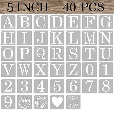 5 Inch Block Letter and Number Stencils for Painting on Wood, 40Pcs Alphabet