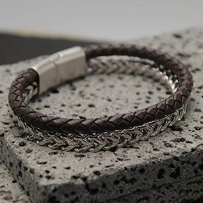 Mens Leather Bracelet, Minimalist Jewelry, Stack Bracelet Men, Braided  Brown Gift For Boyfriend - Yahoo Shopping