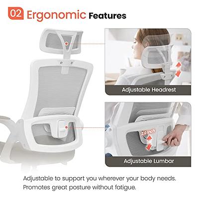 SEATZONE High Back Fabric Home Office Chair with Swivel, Executive Computer  Desk Adjustable Tilt and Flip-up Armrest, Comfy Thick Padding Ergonomic