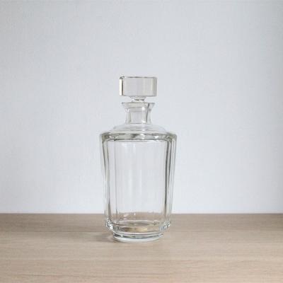 Mid-Century French Glass Wine Carafe Decanter With Stopper and Handle