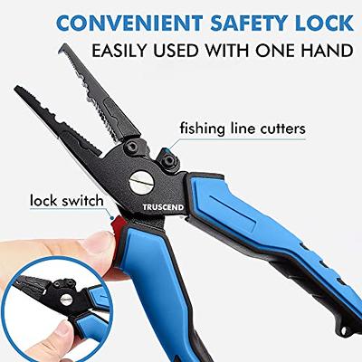 TRUSCEND Unique Lockable Fishing Pliers with Mo-V Blade Cutter