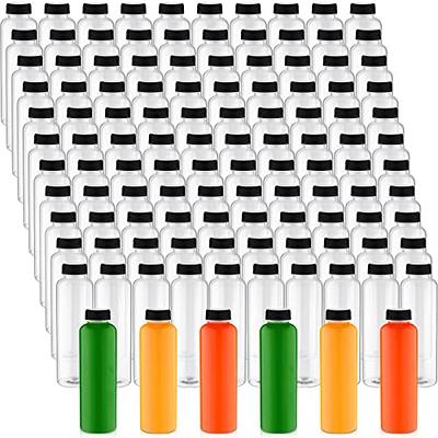 Tanlade 100 Pcs Plastic Juice Bottles with Caps Refrigerator Drink