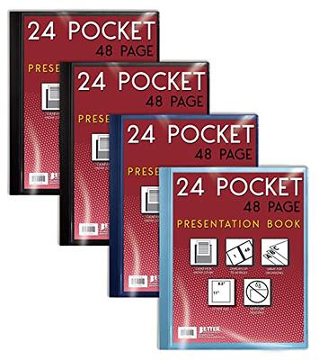 Dunwell Binder with Plastic Sleeves 24-Pocket (4 Pack, Assorted) -  Presentation Book, 8.5 x 11 Portfolio Folder with Clear Sheet Protectors,  Displays